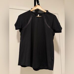 Athleta Black Short Sleeve Mesh Top